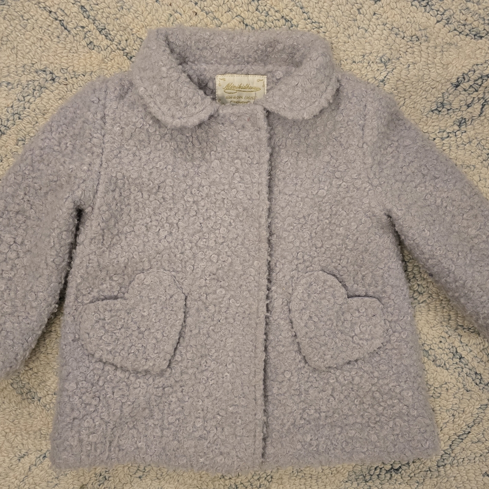 Grey boucle coat with heart pockets - 18 months